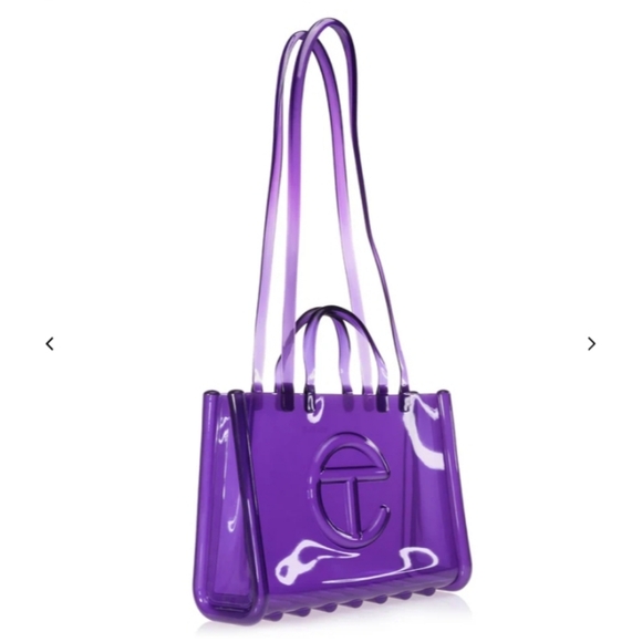 NWT Telfar x Melissa Translucent Purple Tote ,crossbody LARGE Jelly Shopper+dust - Picture 10 of 11